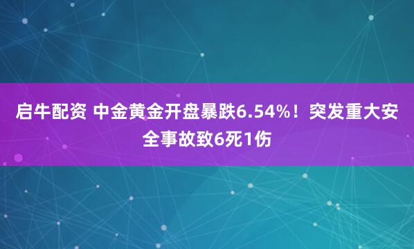 启牛配资 中金黄金开盘暴跌6.54%！突发重大安全事故致6死1伤