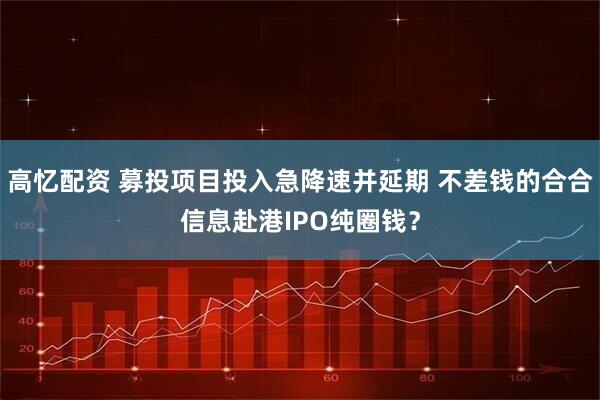 高忆配资 募投项目投入急降速并延期 不差钱的合合信息赴港IPO纯圈钱？