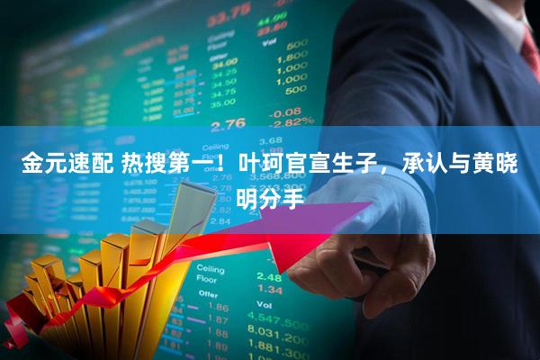 金元速配 热搜第一！叶珂官宣生子，承认与黄晓明分手