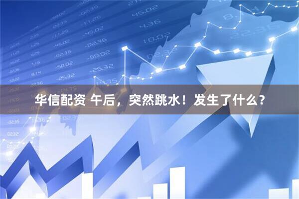 华信配资 午后，突然跳水！发生了什么？
